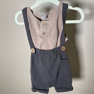 NWOT. KidWild Organics romper, tank and bonnet set. Brown/Tan. 6-12months.